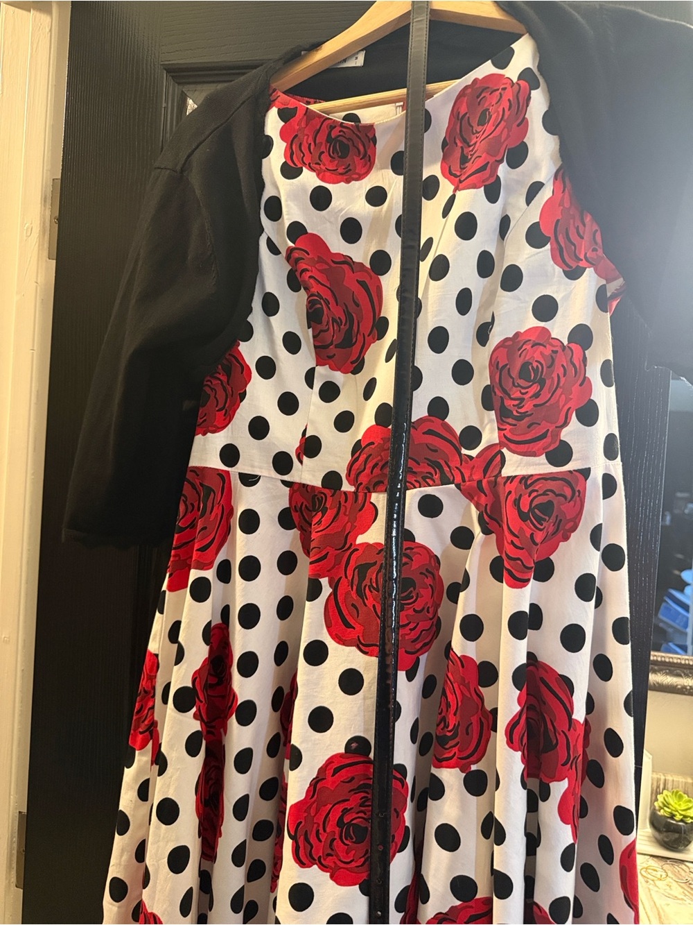 Woman’s Red Rose Polka Dot Fit & Flare Dress